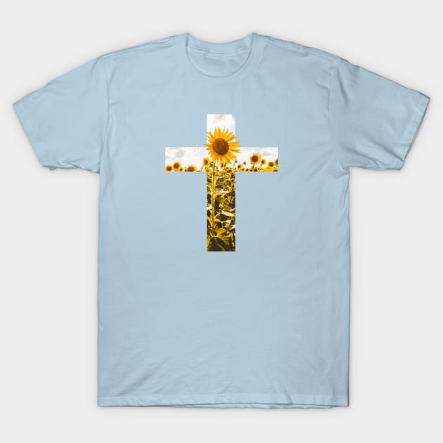 Christian Sunflower Cross T-Shirt by Move Mtns